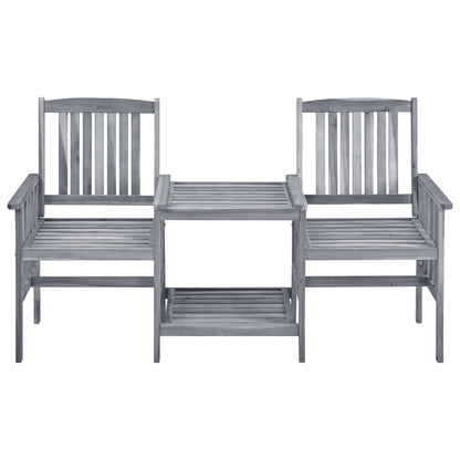 Garden Chair With Tea Table Grey Solid Acacia wood Medium Durable