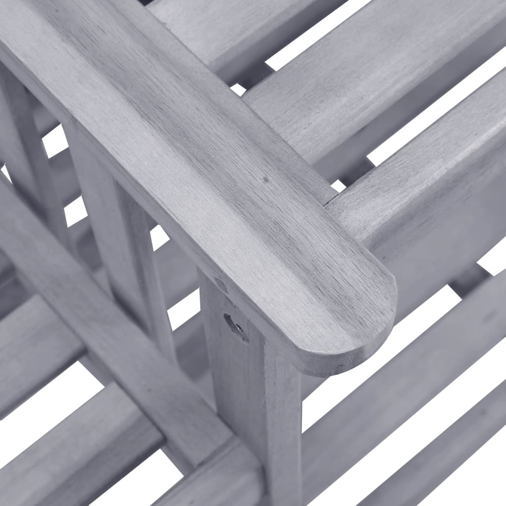 Garden Chair With Tea Table Grey Solid Acacia wood Medium Durable