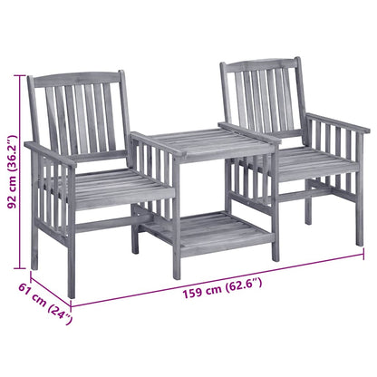 Garden Chair With Tea Table Grey