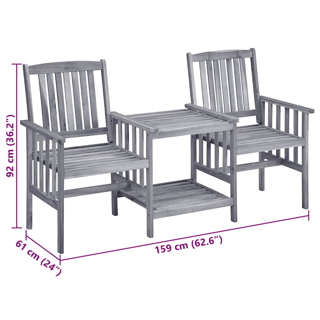 Garden Chair With Tea Table Grey