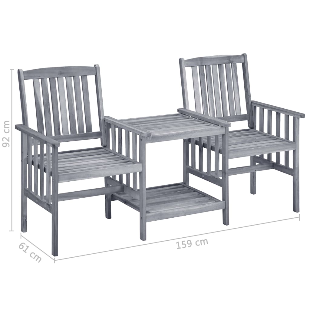 Patio Chair With Tea Table Gray