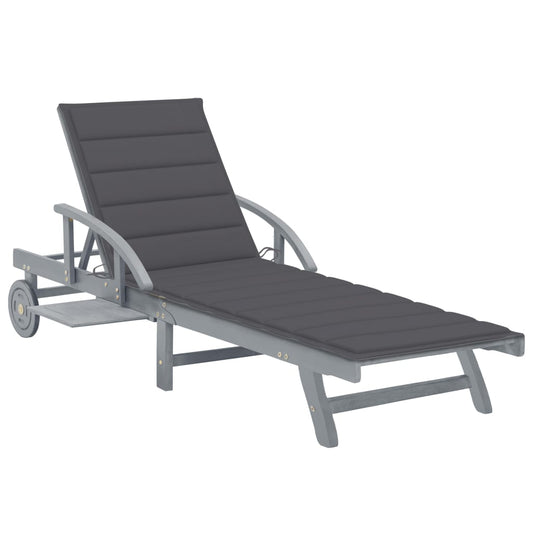 Sunlounger Gray Solid Acacia wood with gray wash finish Large