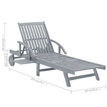 Sunlounger Gray Solid Acacia wood with gray wash finish Large