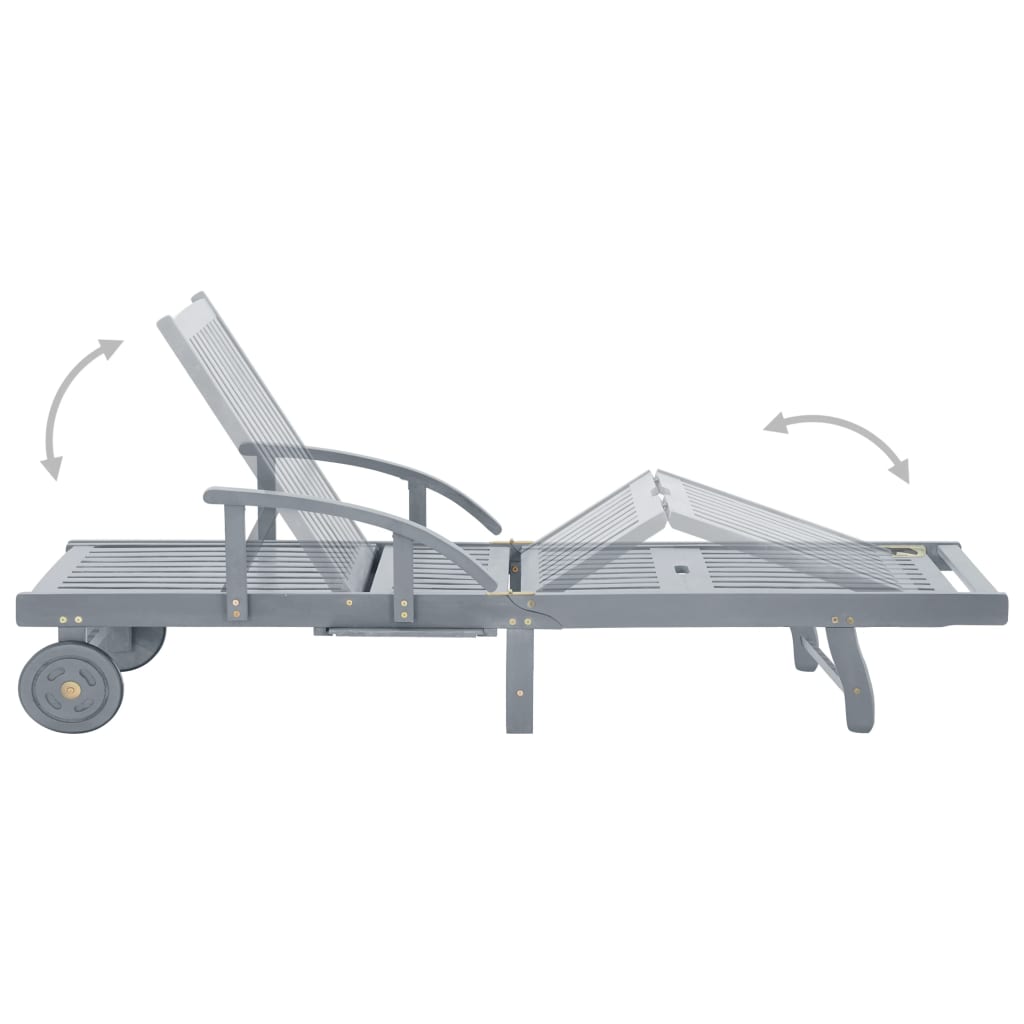 Sunlounger Gray Solid Acacia wood with gray wash finish Large