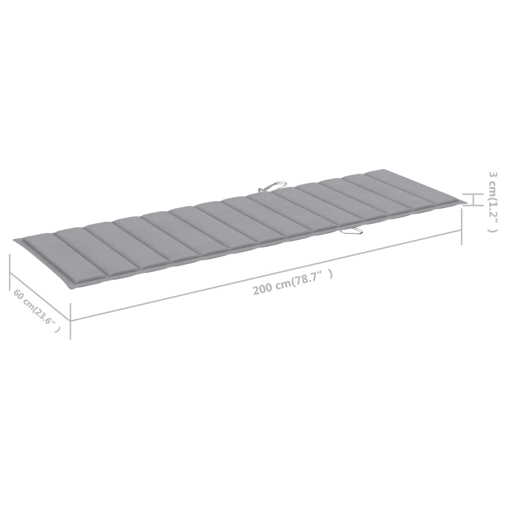 Sunlounger Grey Solid Acacia wood Large Adjustable Armrests