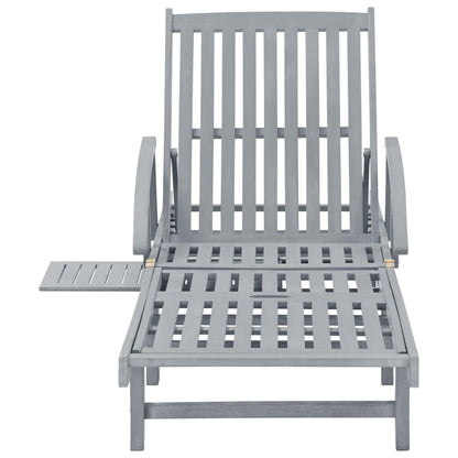 Sunlounger Grey Solid Acacia wood Large Adjustable Armrests