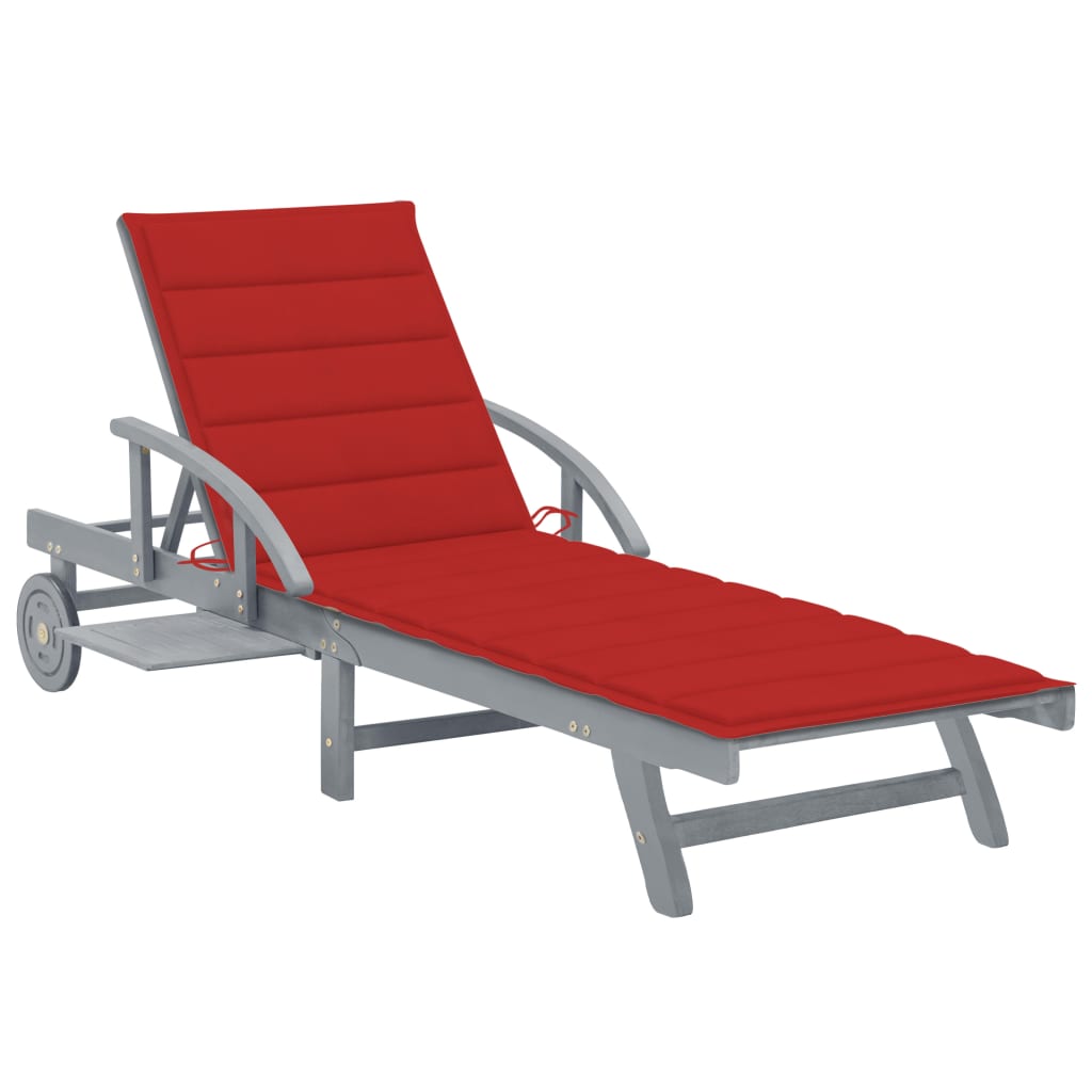 Sunlounger Grey Solid Acacia wood 78.7 x 26.8 in