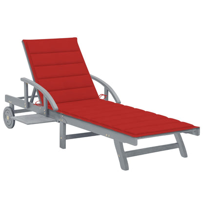 Sunlounger Grey Solid Acacia wood 78.7 x 26.8 in