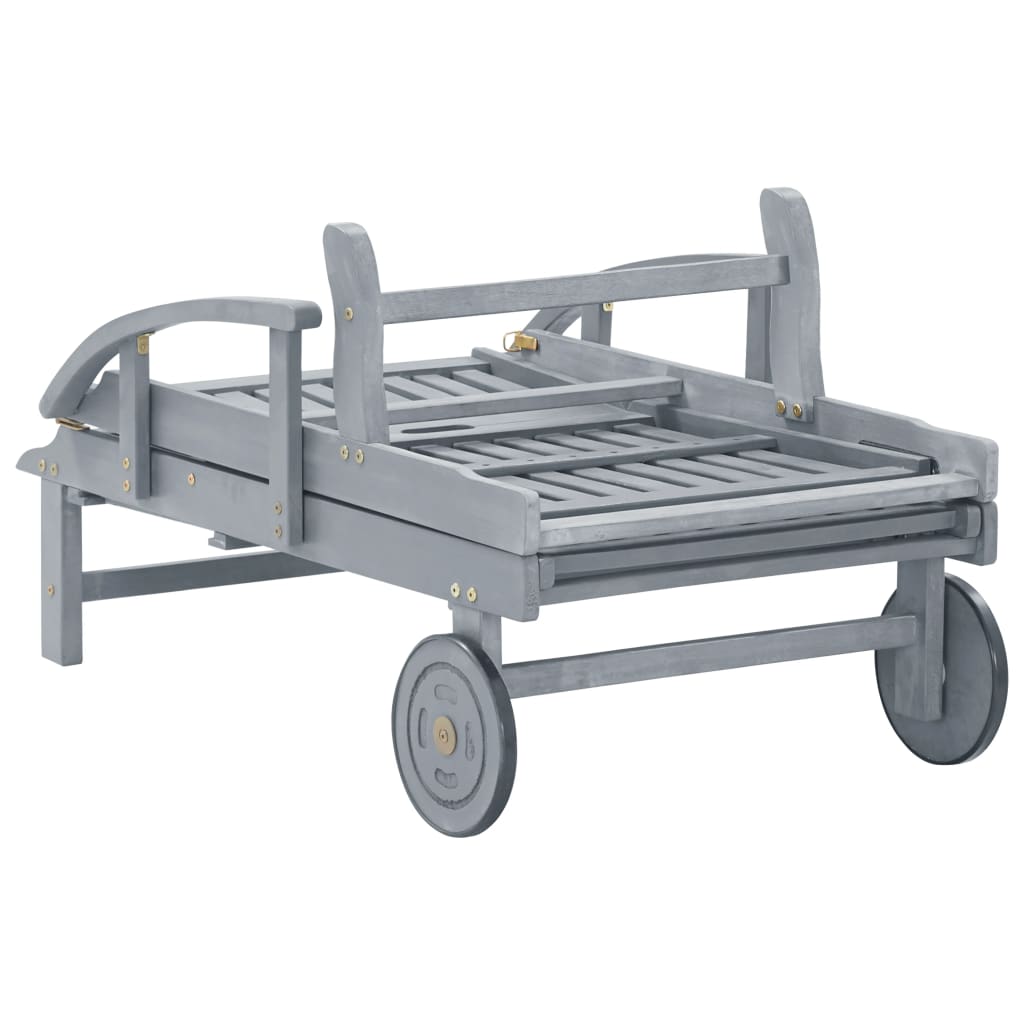 Sunlounger Grey Solid Acacia wood 78.7 x 26.8 in