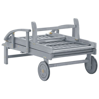 Sunlounger Grey Solid Acacia wood 78.7 x 26.8 in