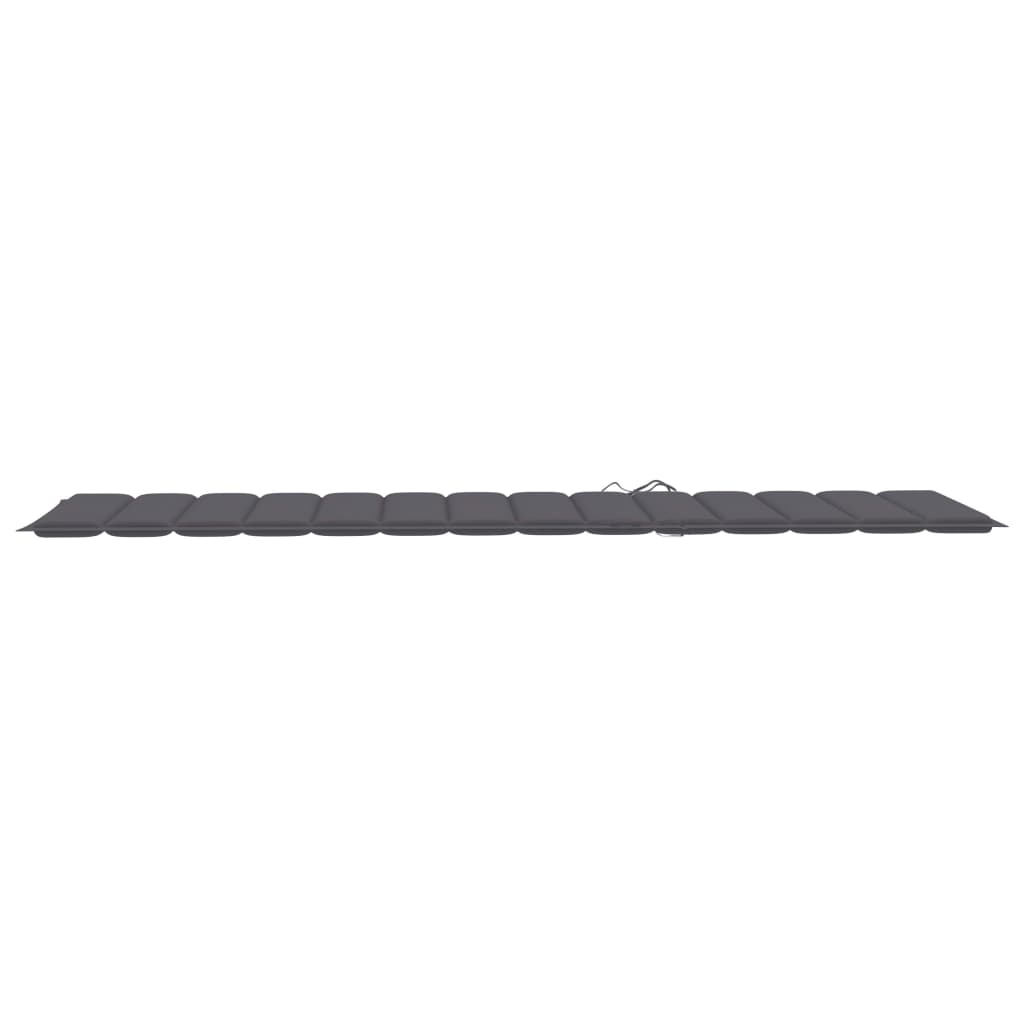 Sunlounger Natural wood, Anthracite Solid Acacia Wood, 100% Polyester