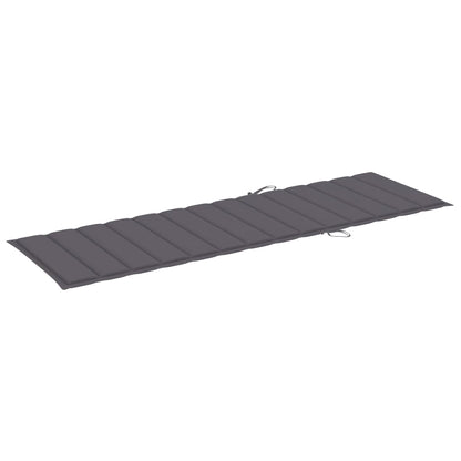 Sunlounger Natural wood, Anthracite Solid Acacia Wood, 100% Polyester