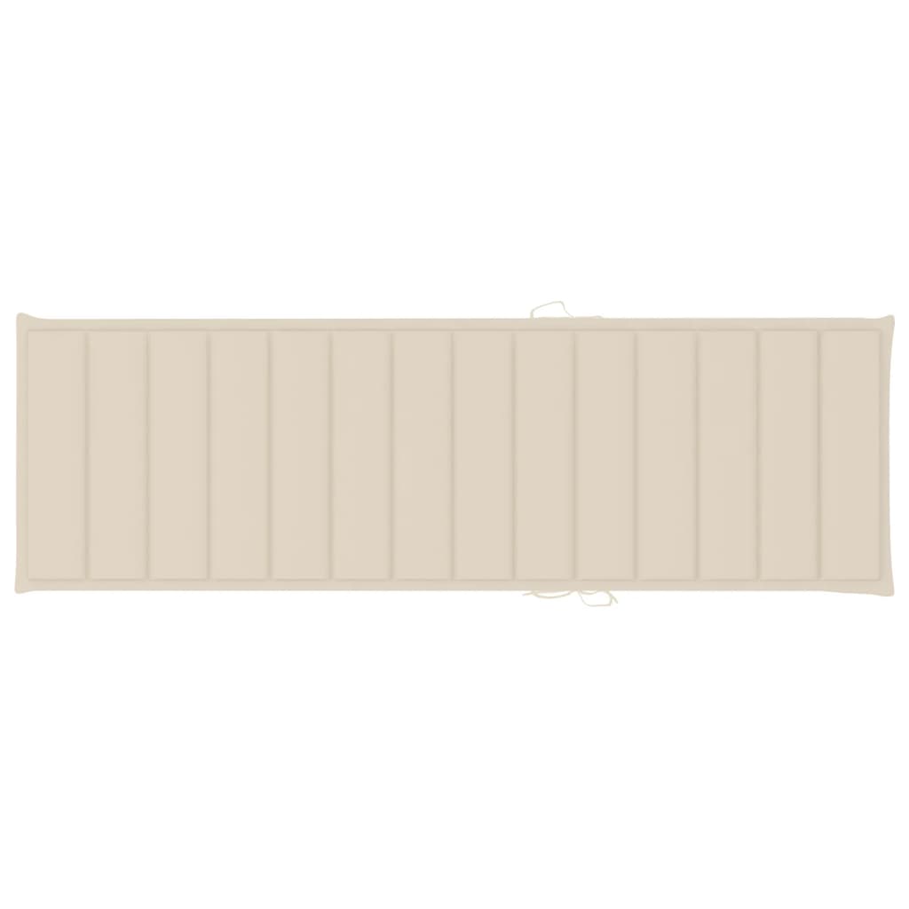 Sunlounger Brown with cream cushion Solid Acacia wood Standard