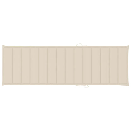 Sunlounger Brown with cream cushion Solid Acacia wood Standard