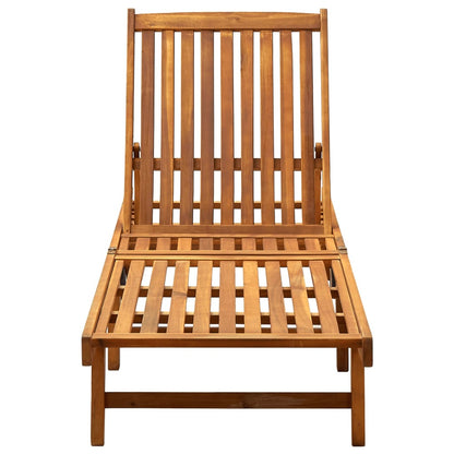 Sunlounger Natural wood colour, Beige cushion Solid acacia wood