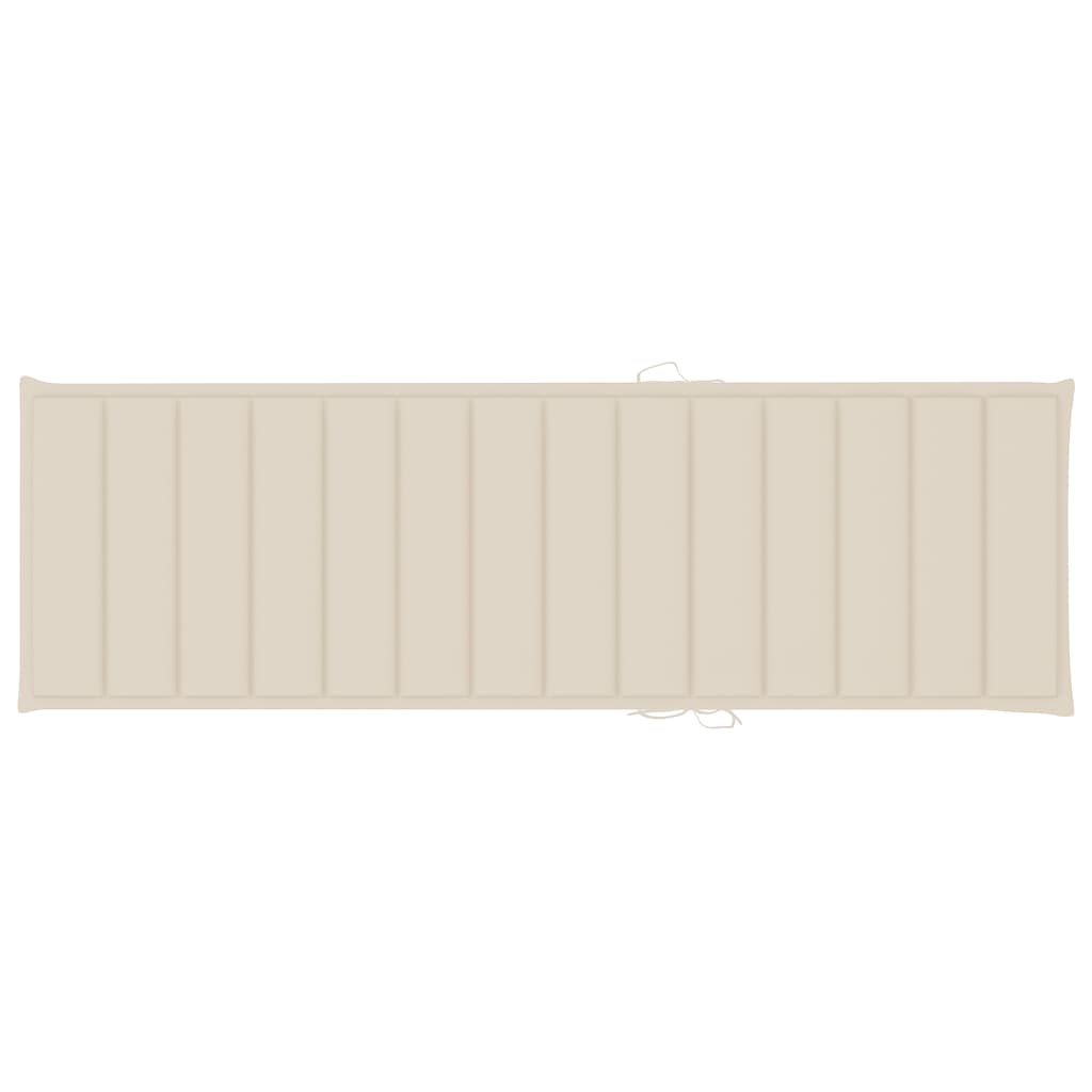 Sunlounger Natural wood colour, Beige cushion Solid acacia wood