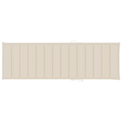 Sunlounger Natural wood colour, Beige cushion Solid acacia wood