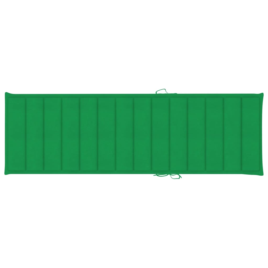 Sunlounger Acacia wood and green cushion