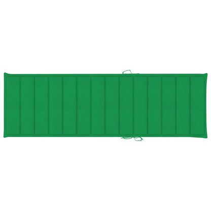 Sunlounger Acacia wood and green cushion