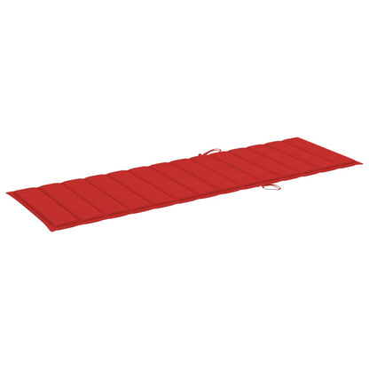 Sunlounger Brown (Wood), Red (Cushion) Solid Acacia Wood Large