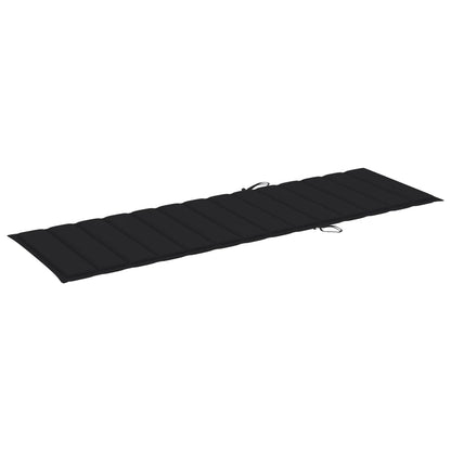 Sunlounger Natural Wood, Black Cushion