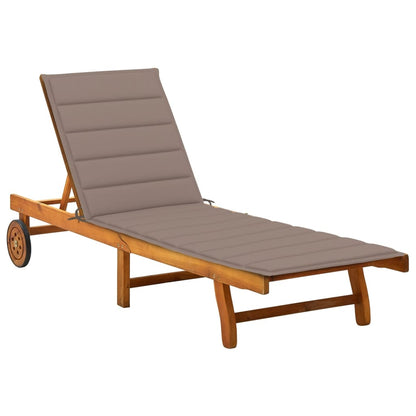 Sunlounger Taupe Solid Acacia Wood