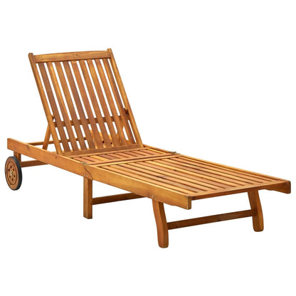 Sunlounger Taupe Solid Acacia Wood
