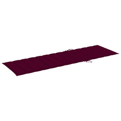 Sunlounger Wine Red Cushion, Natural Wood