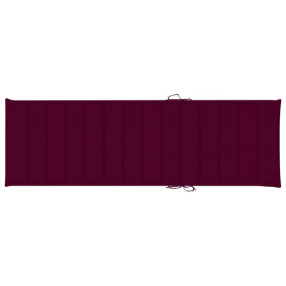 Sunlounger Wine Red Cushion, Natural Wood