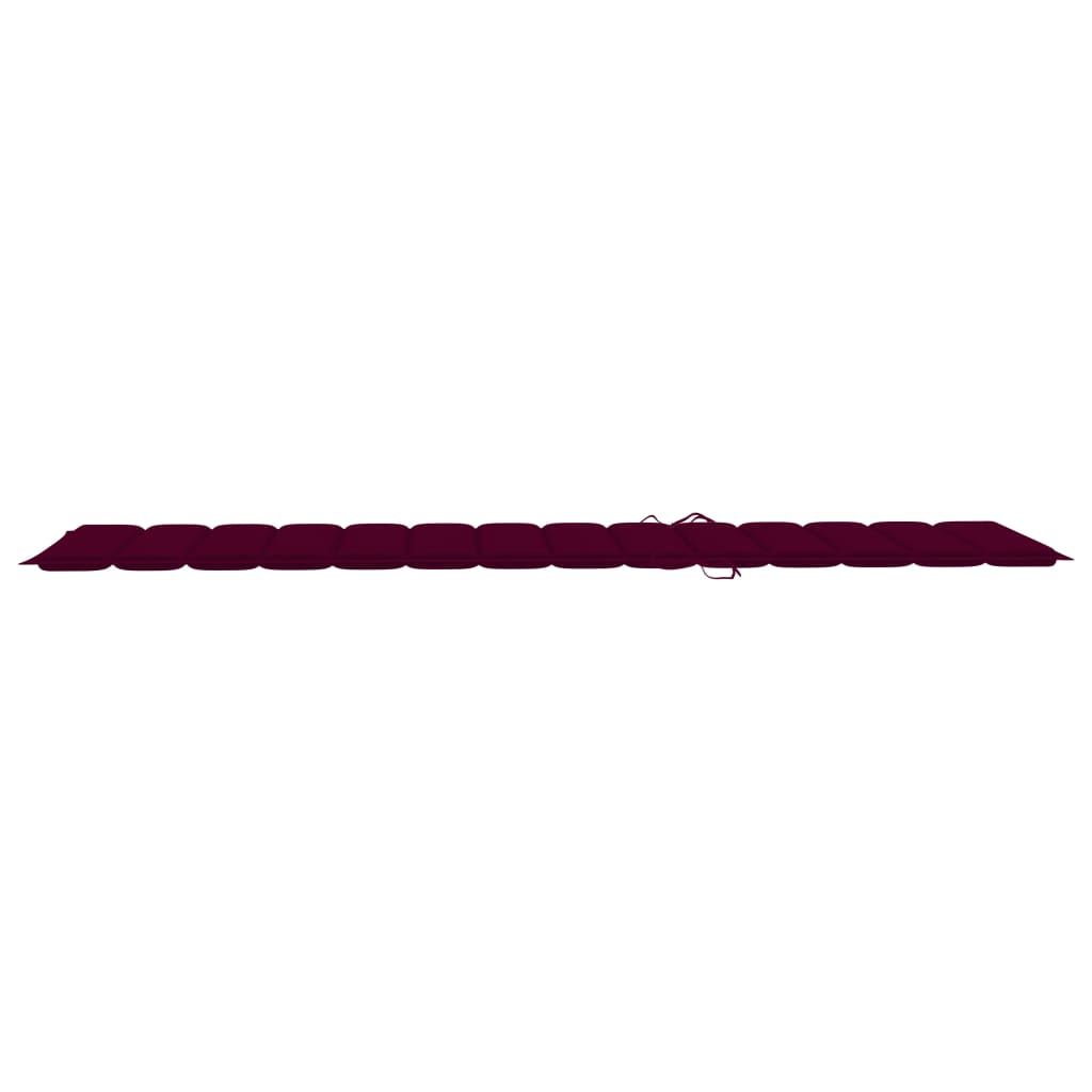 Sunlounger Wine Red Cushion, Natural Wood