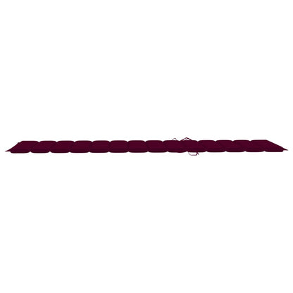 Sunlounger Wine Red Cushion, Natural Wood
