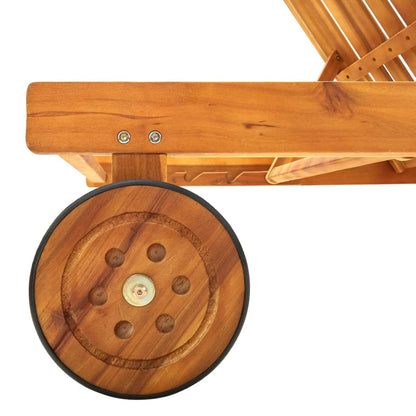 Sunlounger Bright green cushion, Natural wood