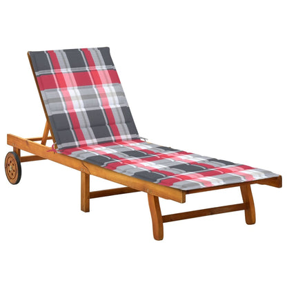 Patio Sunlounger Grey Wash, Red Cushion