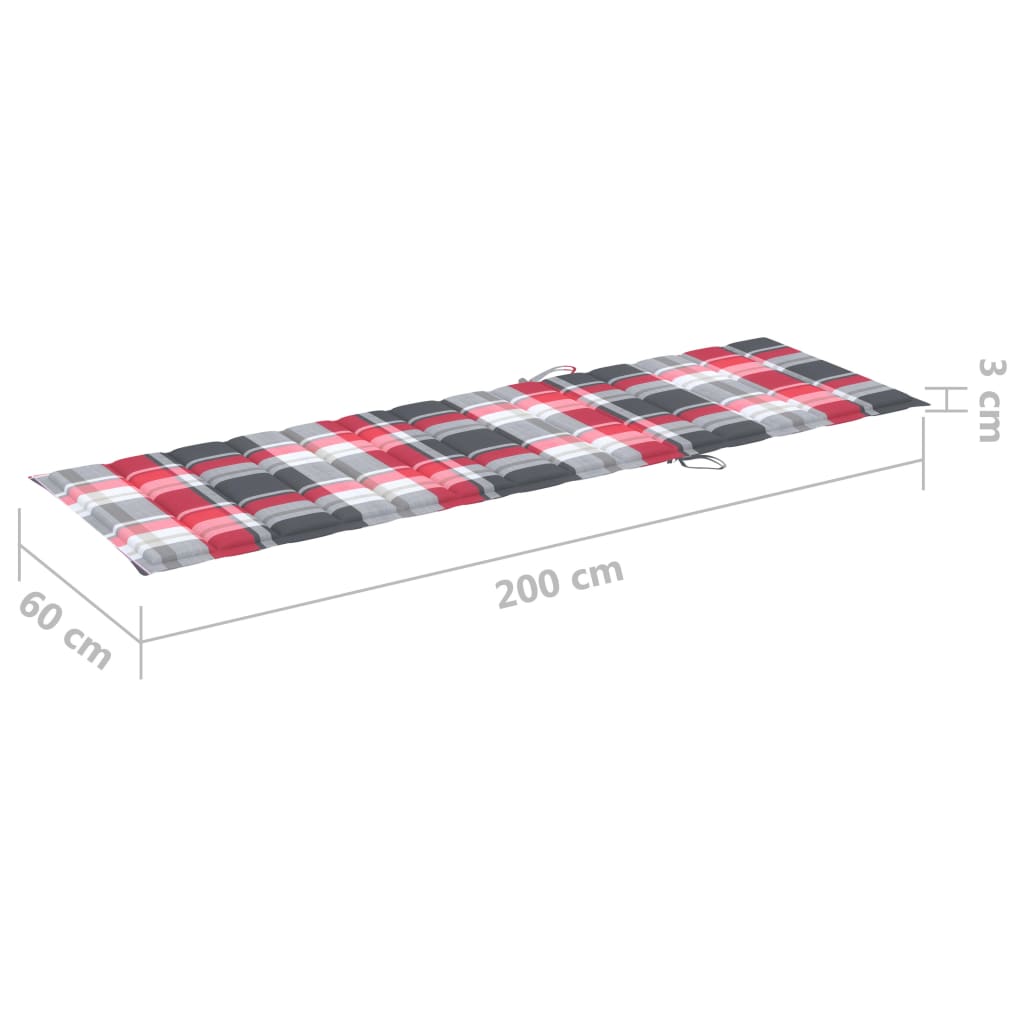 Patio Sunlounger Grey Wash, Red Cushion
