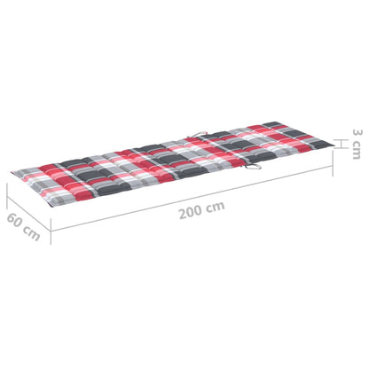Patio Sunlounger Grey Wash, Red Cushion
