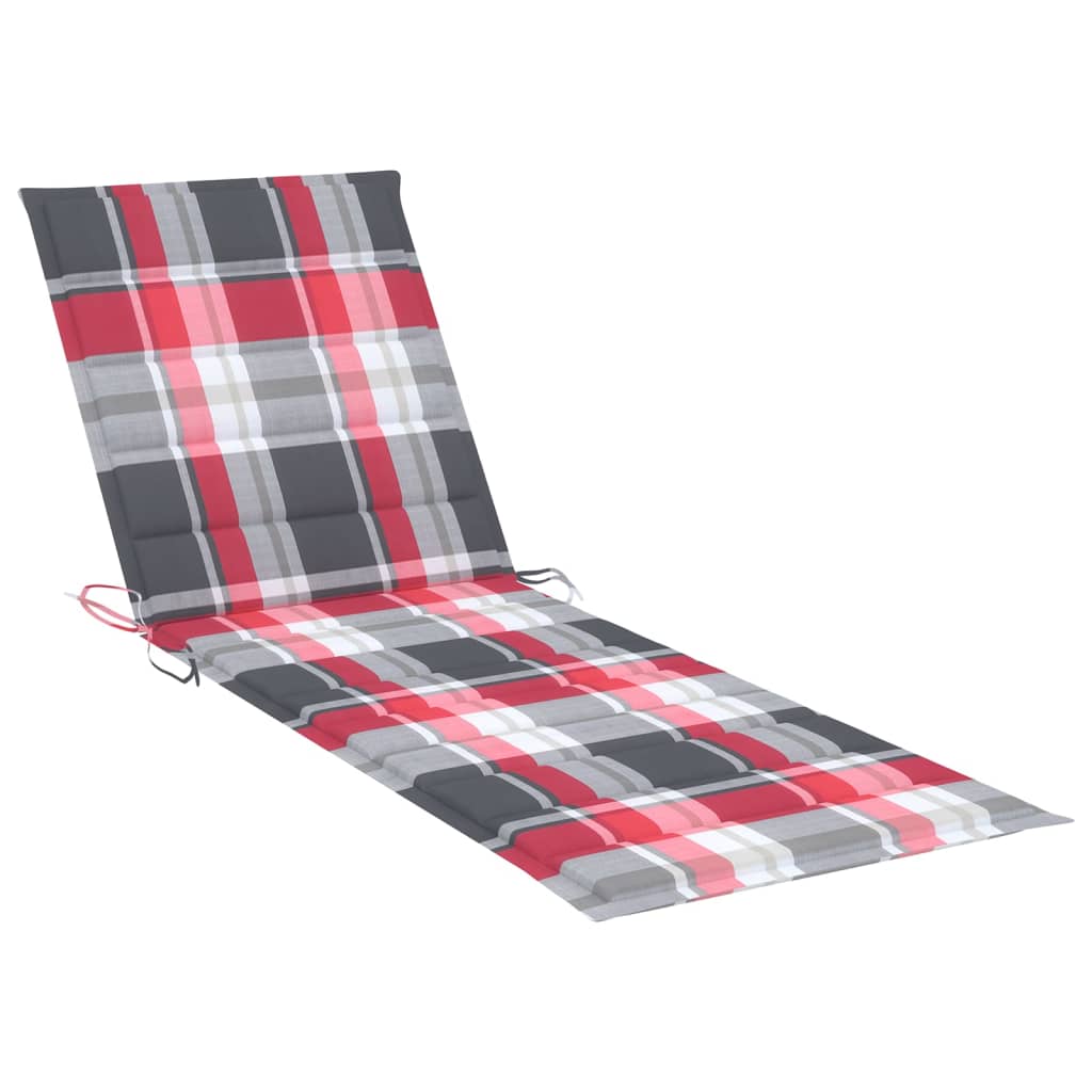 Patio Sunlounger Grey Wash, Red Cushion