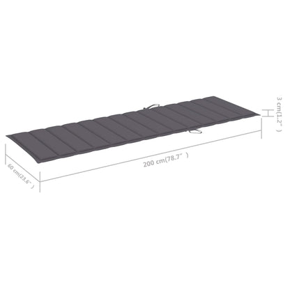 Sunlounger Grey Solid Acacia wood Standard Height-Adjustable
