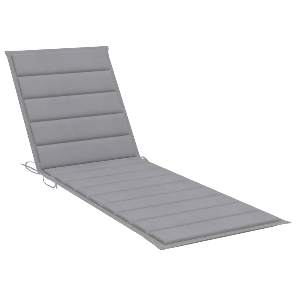 Sunlounger Grey Solid Acacia wood, Polyester 78.7 in long