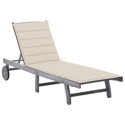 Sunlounger Grey Solid Acacia wood 78.7 in long