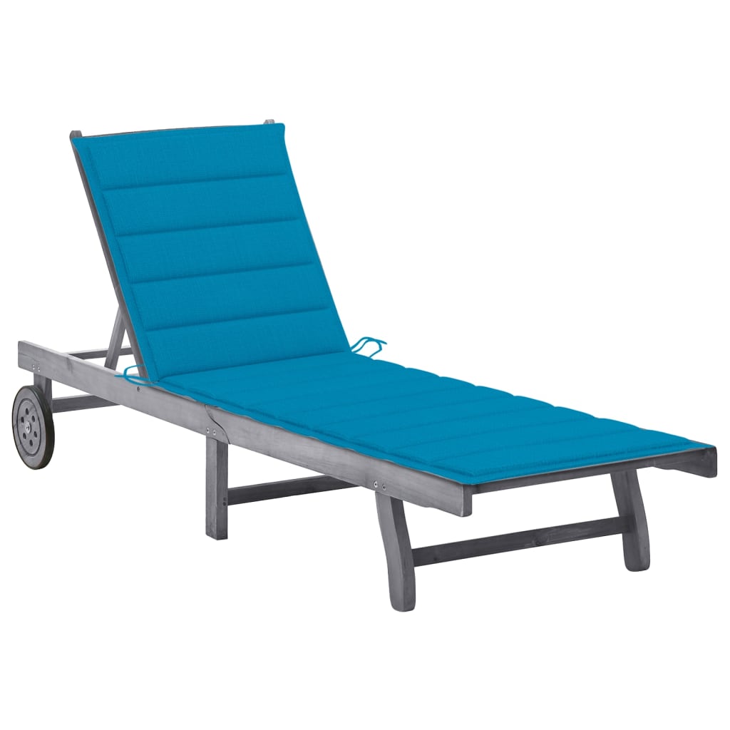 Sunlounger Grey Solid acacia wood 78.7 in length