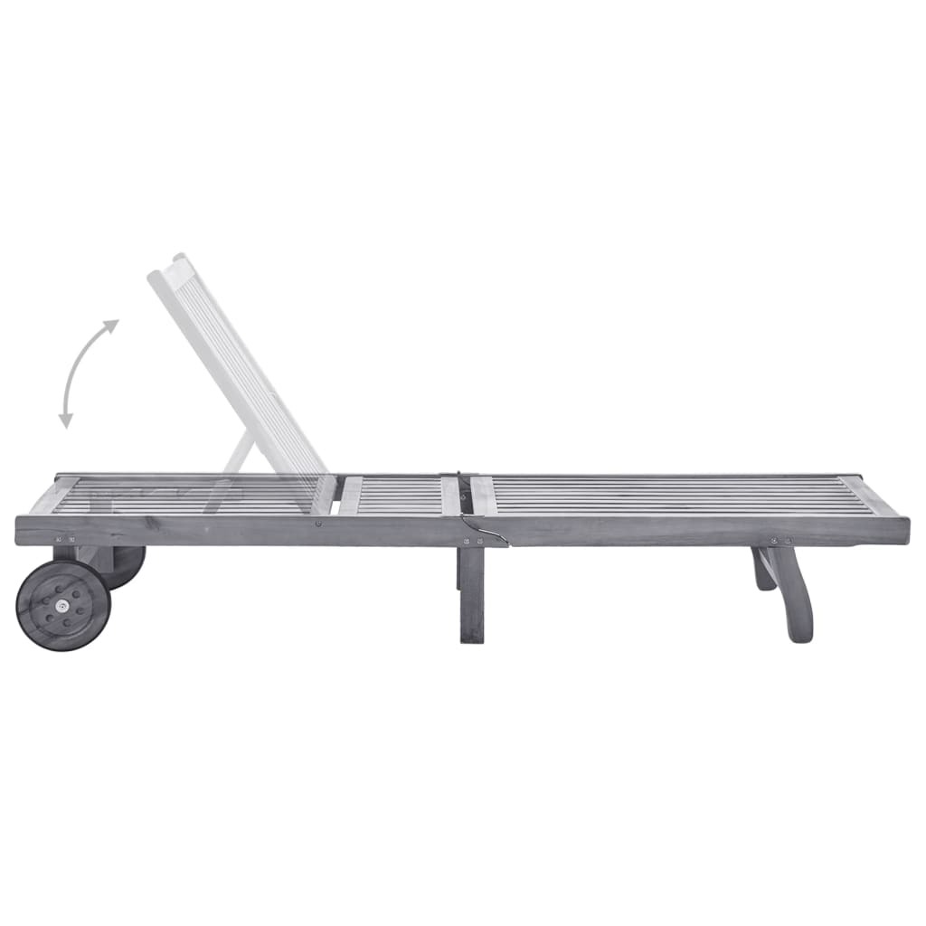 Sunlounger Grey Solid acacia wood 78.7 in length
