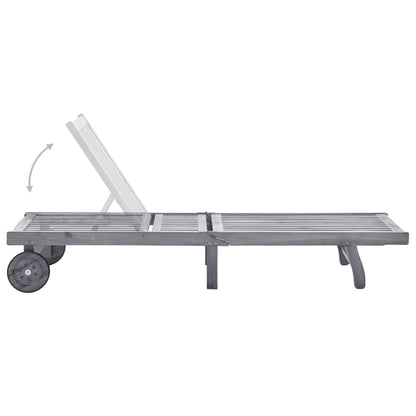 Sunlounger Grey Solid acacia wood 78.7 in length