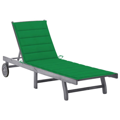 Sunlounger Gray Solid Acacia wood 79 in length x 24.8 in width