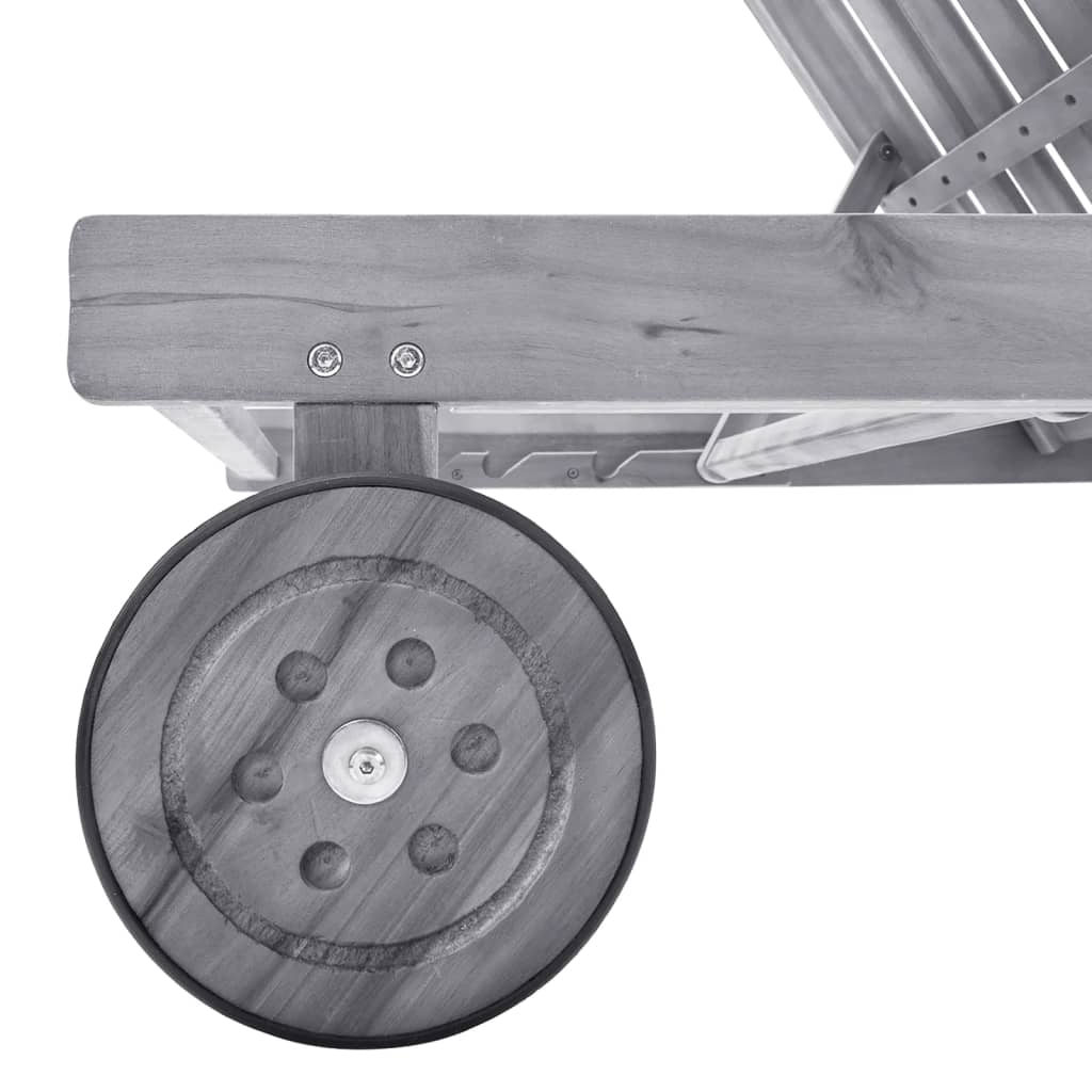 Sunlounger Gray Solid Acacia wood 79 in length x 24.8 in width