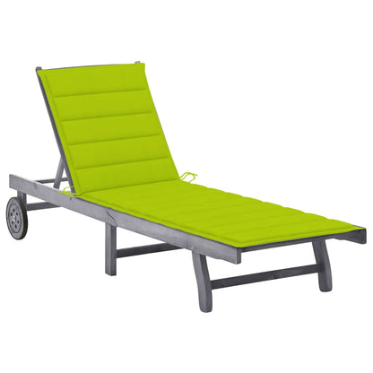 Sunlounger Grey Solid Acacia wood and Fabric (100% polyester) Large