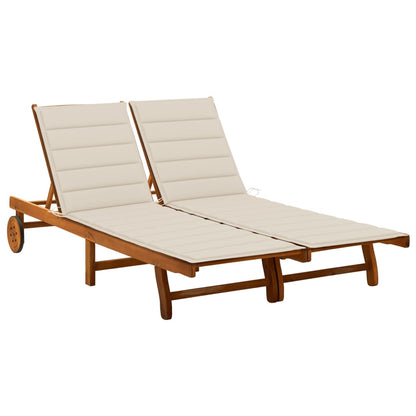 2-Person Patio Sun Lounger with Cushions Solid Wood Acacia