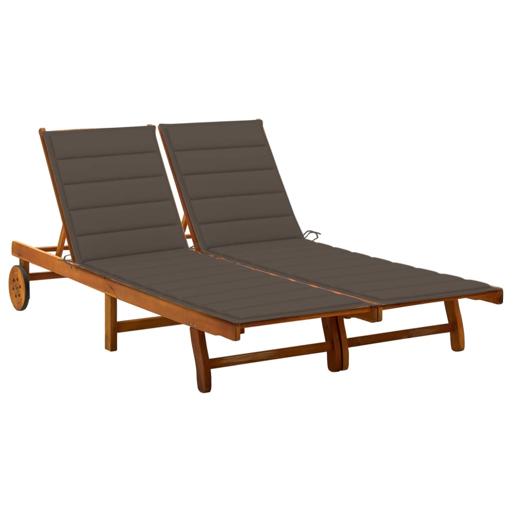 Sunlounger Natural wood Solid Acacia wood Large
