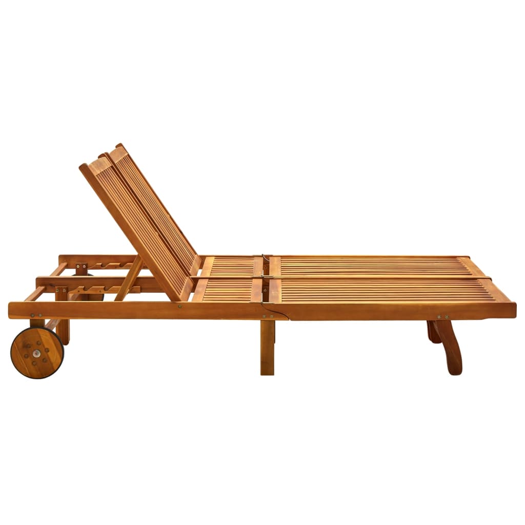 Sunlounger Natural wood Solid Acacia wood Large