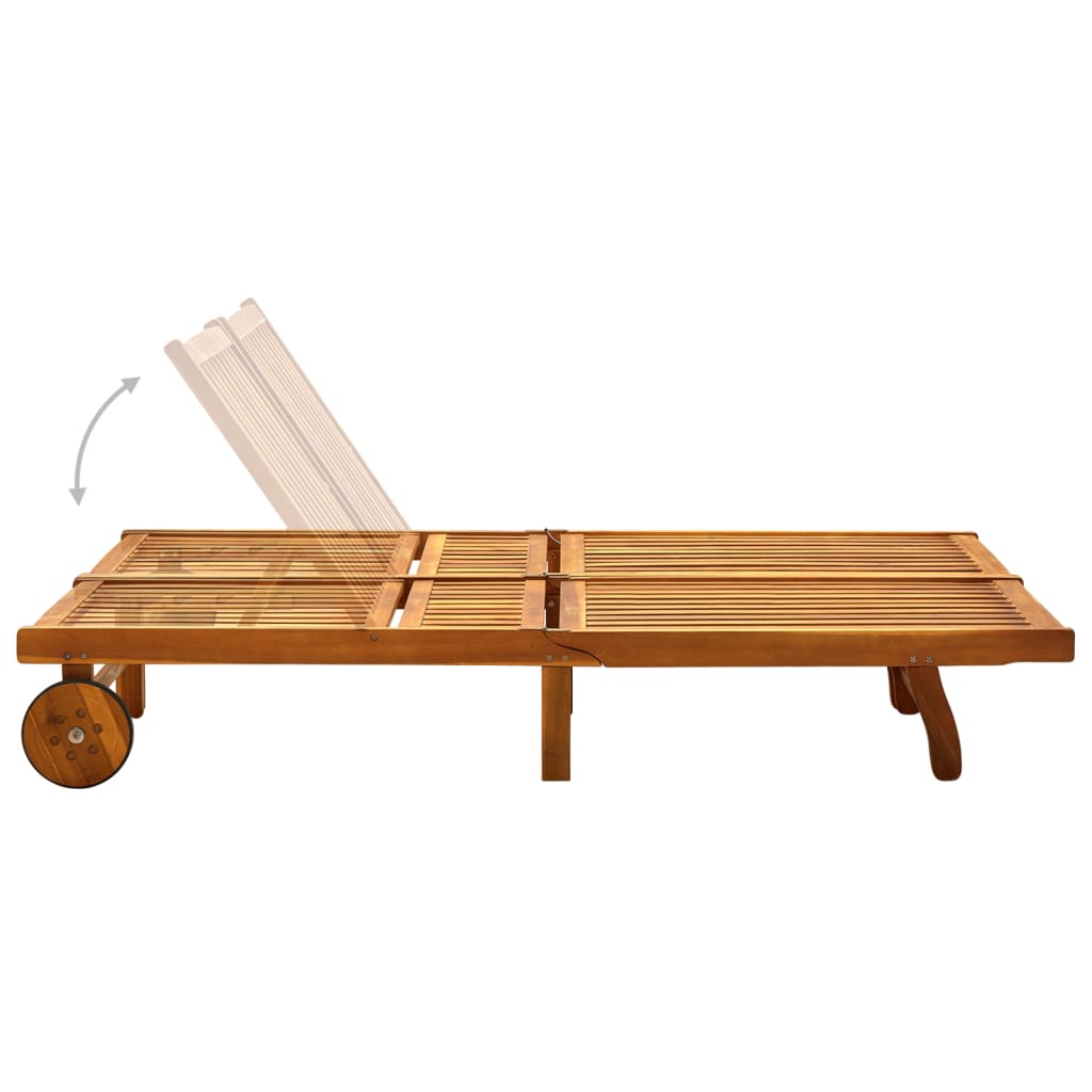 Sunlounger Natural wood Solid Acacia wood Large