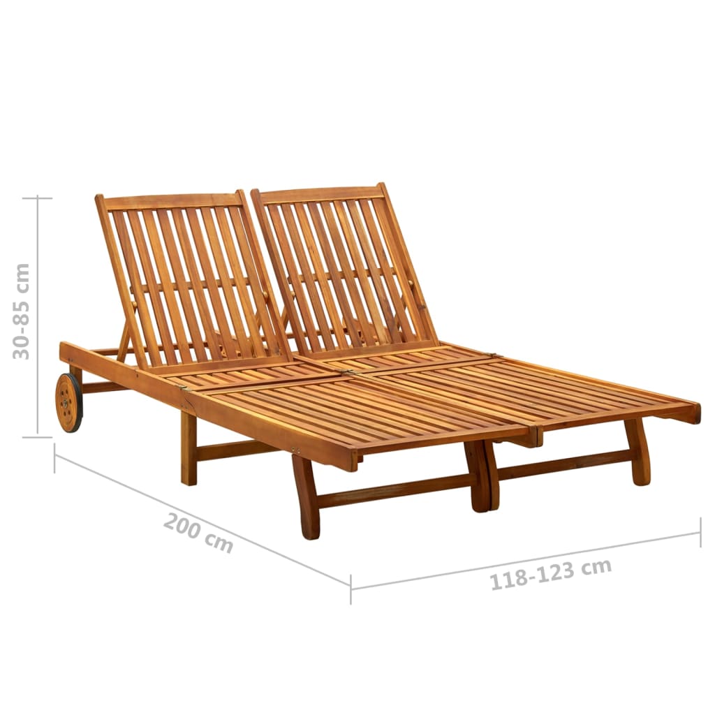 Sunlounger Natural wood Solid Acacia wood Large